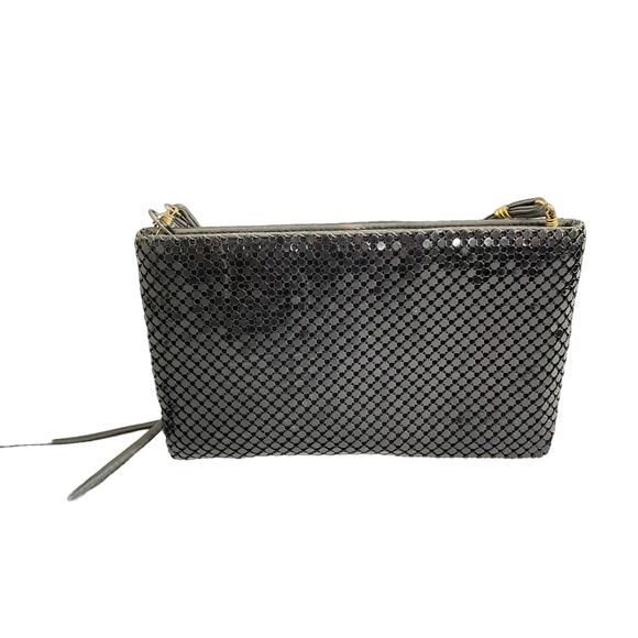 Whiting & Davis Vintage Black Mesh Evening Bag Crystal Faceted Chainmail Clutch - Picture 4 of 13